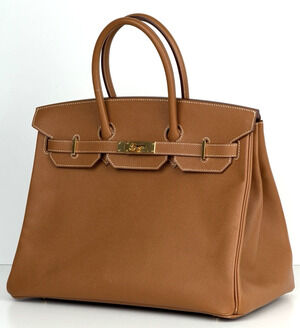 Hermes Birkin 35 in Gold Epsom Leather with Gold-Pleated Hardware 2017 S